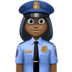 👮🏿‍♀️ woman police officer: dark skin tone display on Facebook